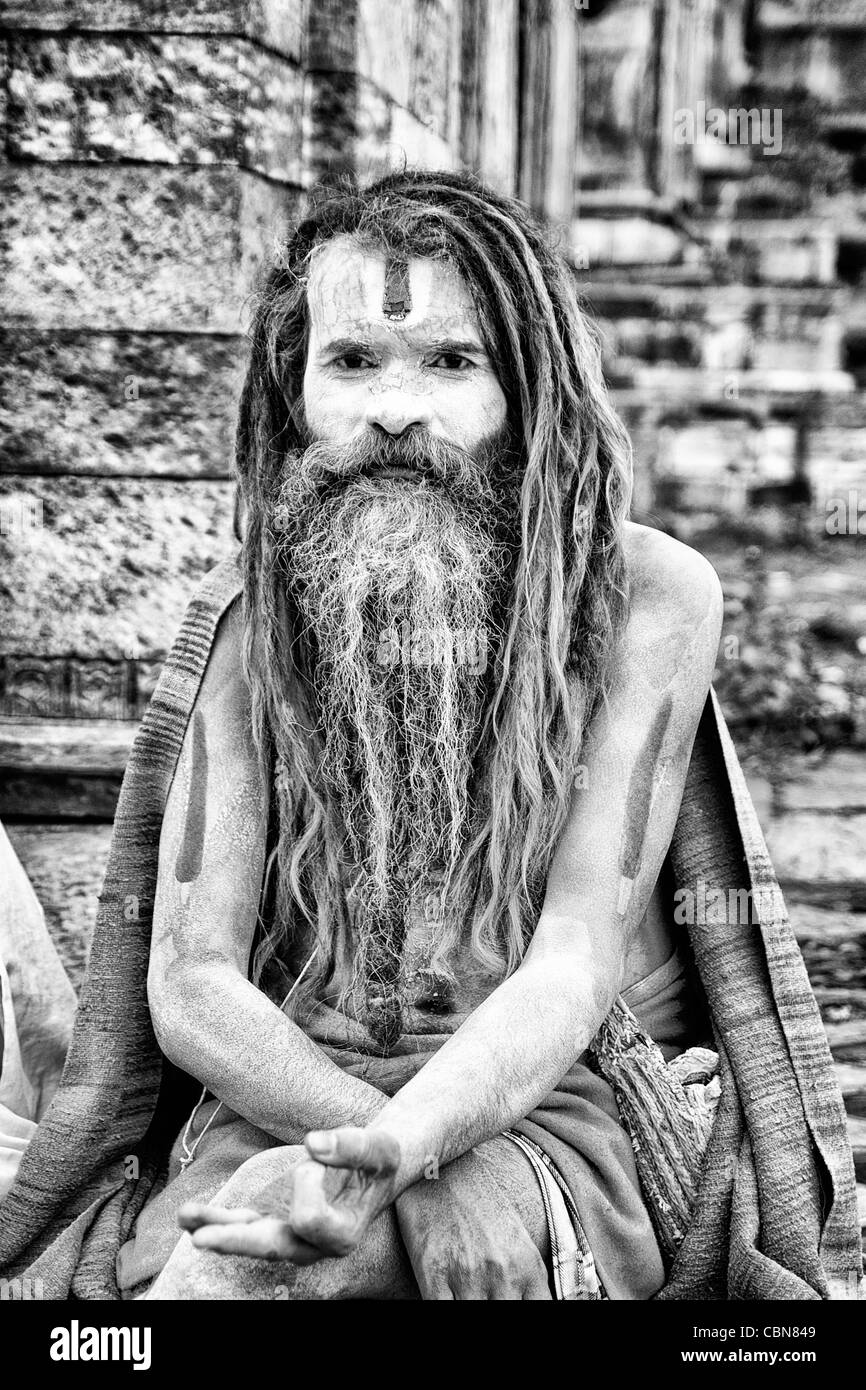 Kathmandu Nepal religious man who is a character painted in costume