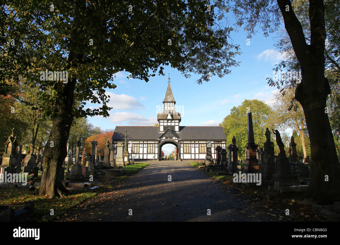 The listed buildings of Longton Cemetery Chapels, Stoke-on-Trent, Staffs, England, UK Stock Photo