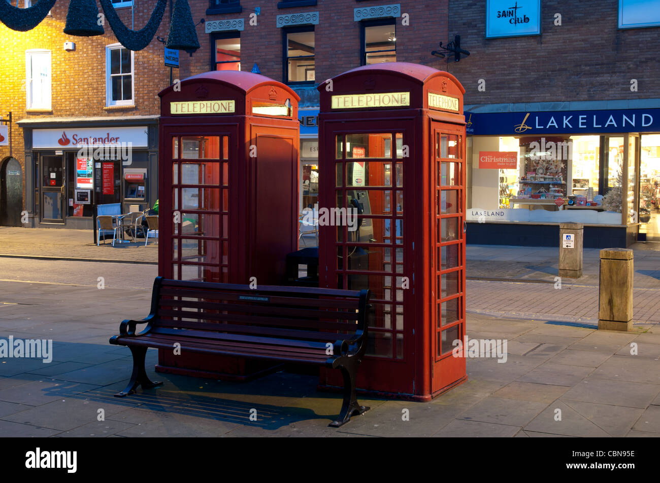 Traditional red telephone boxes, StratforduponAvon, England, UK Stock Photo Alamy