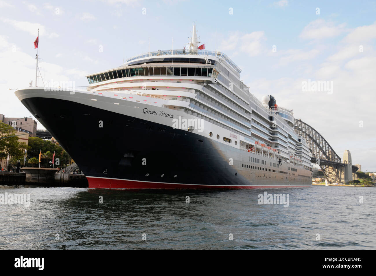 The Cunard cruise ship, Queen Victoria docks in Circular Quay in Sydney