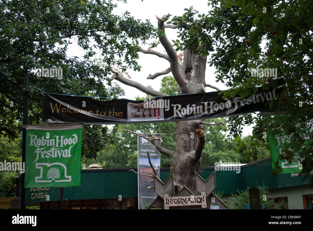 Entrance to the 27th Robin Hood festival at the Sherwood Forest Visitor Centre Stock Photo Alamy