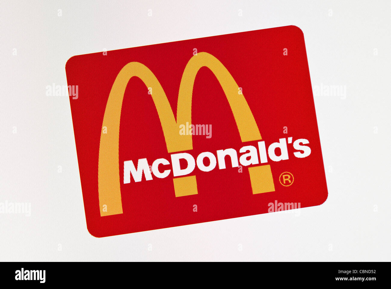 Close-up view of McDonlads logotype on a monitor screen. Stock Photo