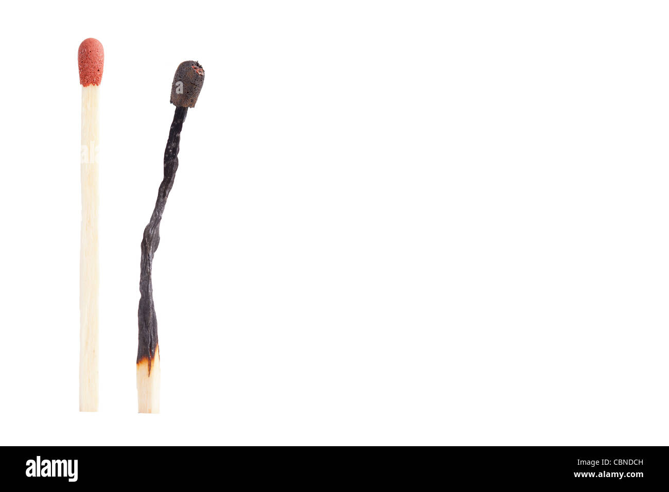 burnout visualisation thru matches isolated on a white background Stock