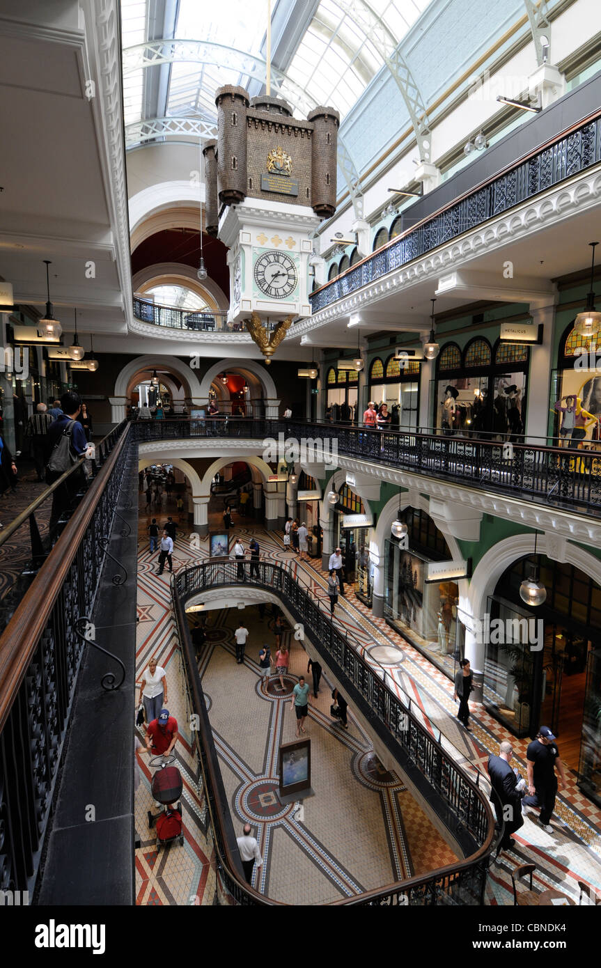 Inside the Queen Victoria Building shopping mall in Street