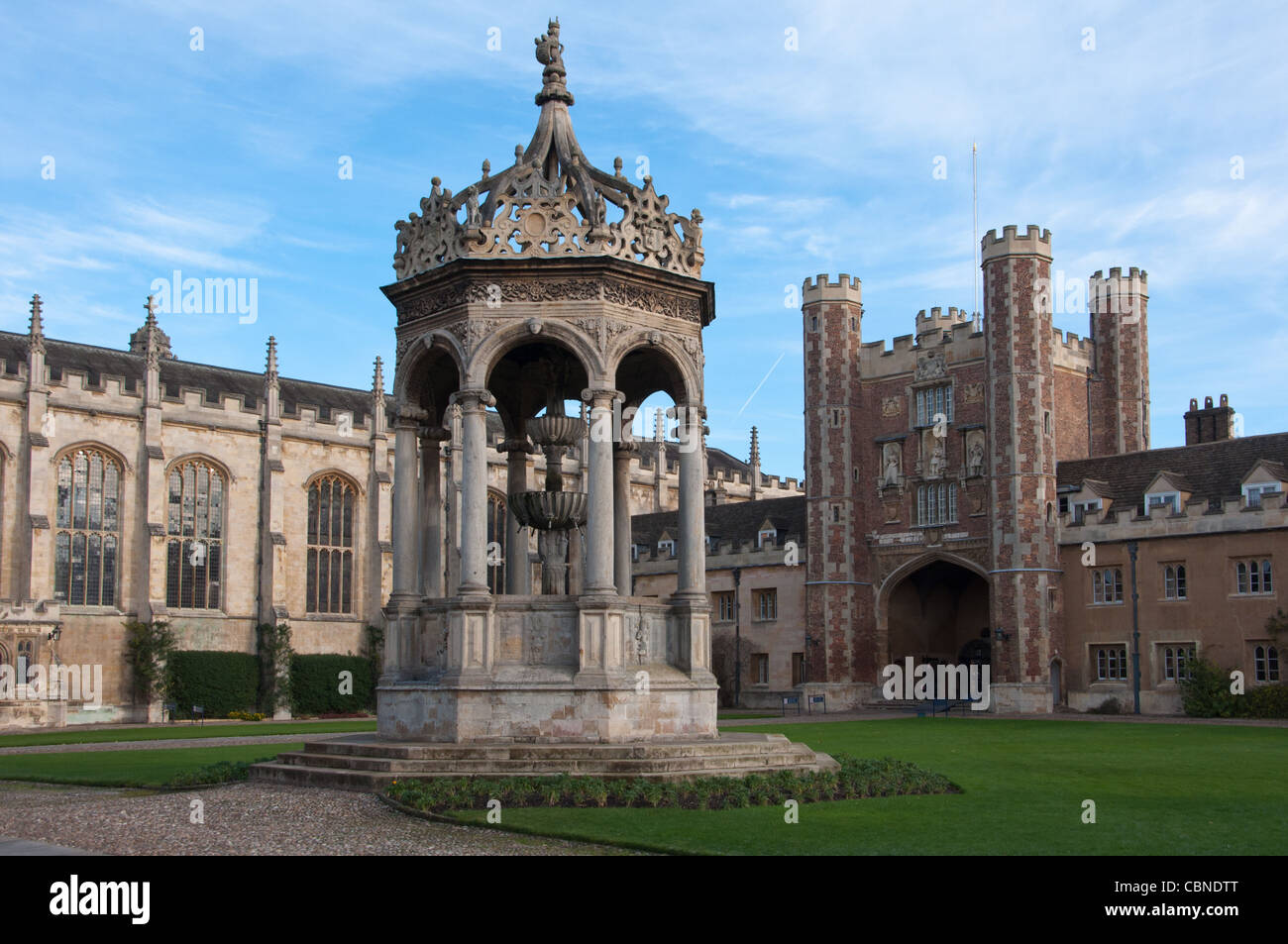 The Great Court Trinity College Cambridge England. Stock Photo