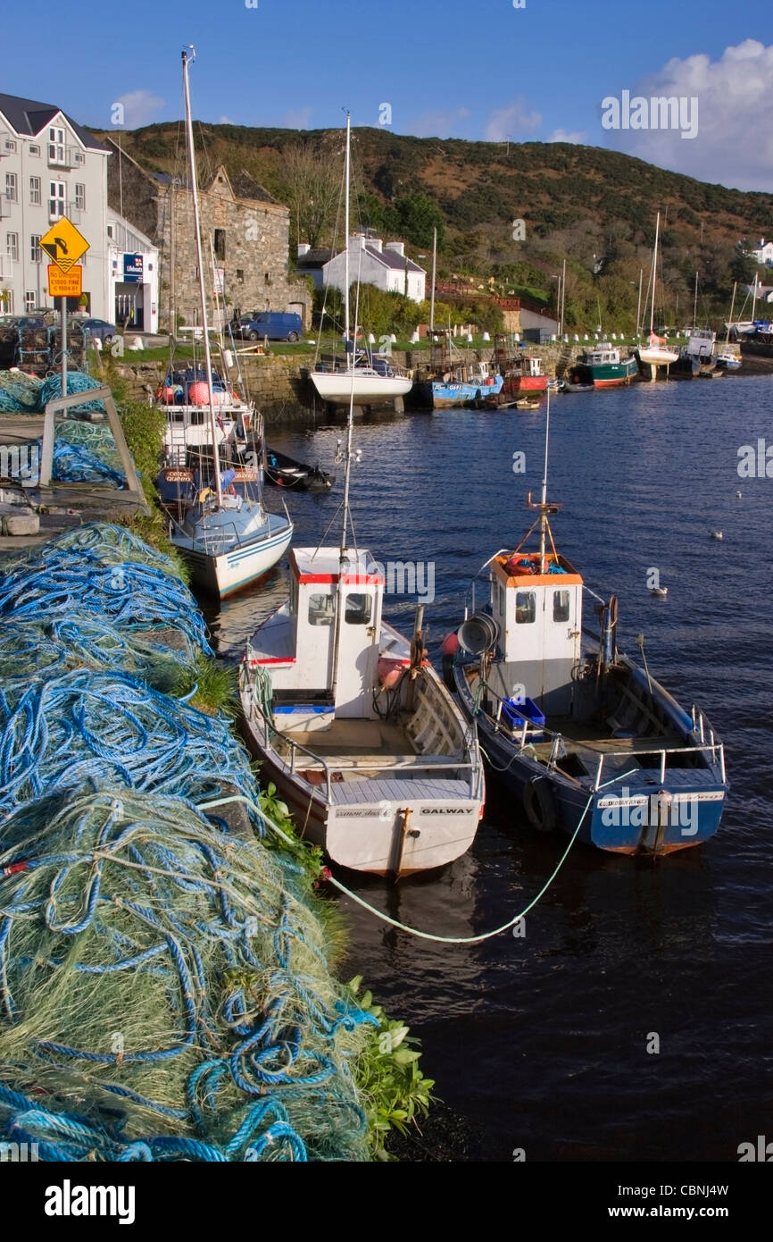 Fishing boats in the harbour at Clifden, County Galway, Ireland Stock