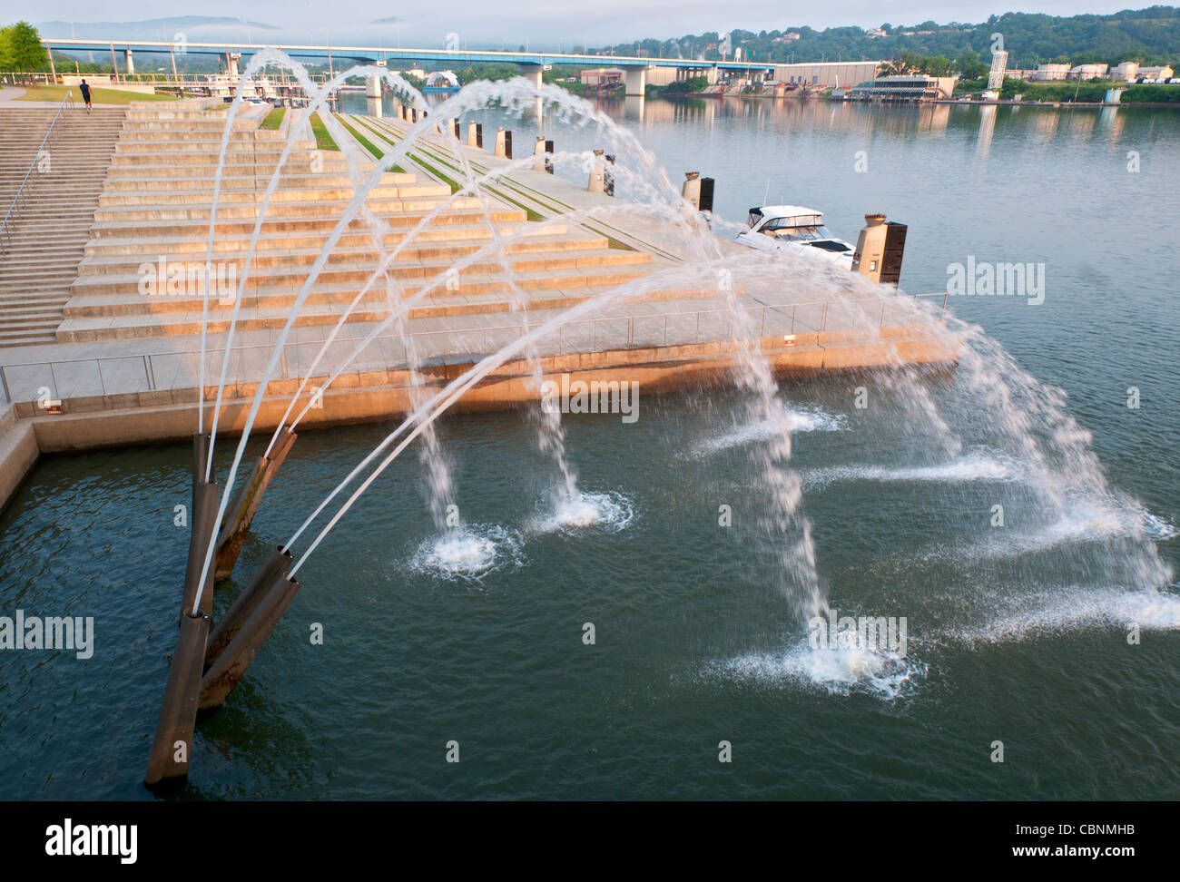 Tennessee, Chattanooga, Tennessee River, Ross's Landing Park Fountain Stock Photo
