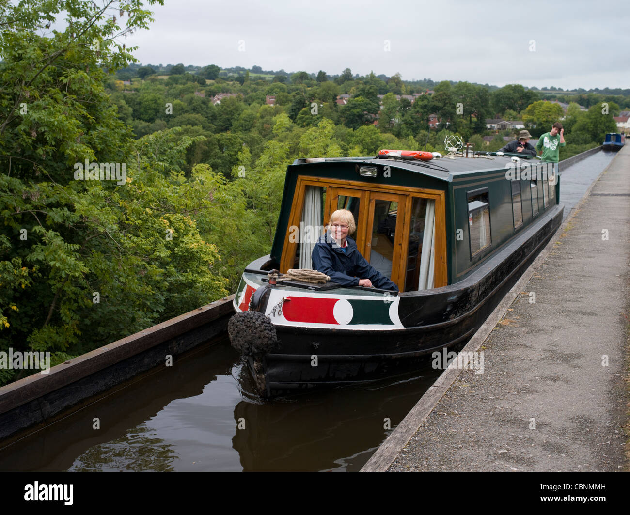 Canal boat on Pontcysyllte Aqueduct Stock Photo