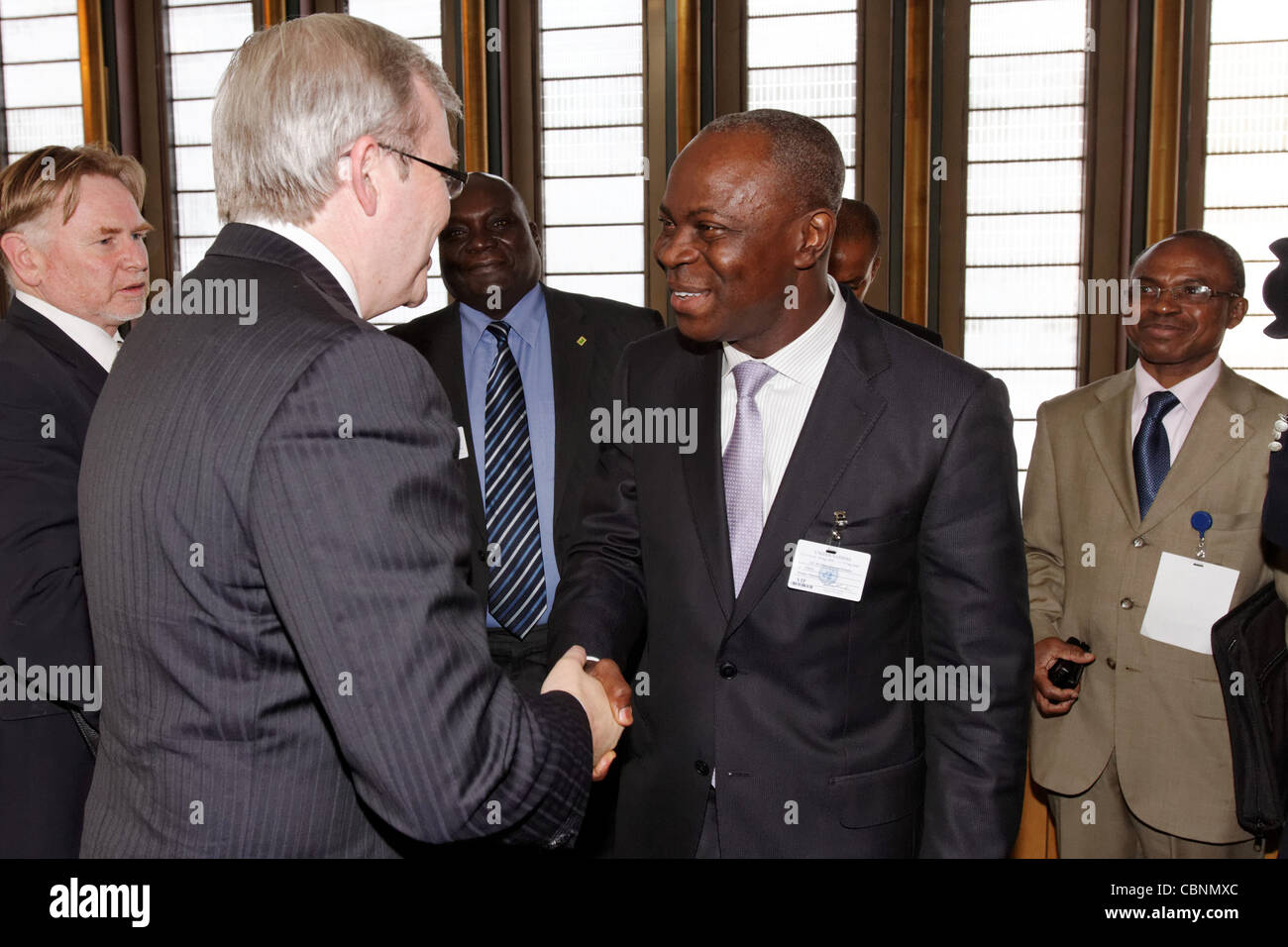 Australian Foreign Minister Kevin Rudd with Mr Faure Essozimna Gnassingbe, president of Togo during a meeting at the UN. Stock Photo