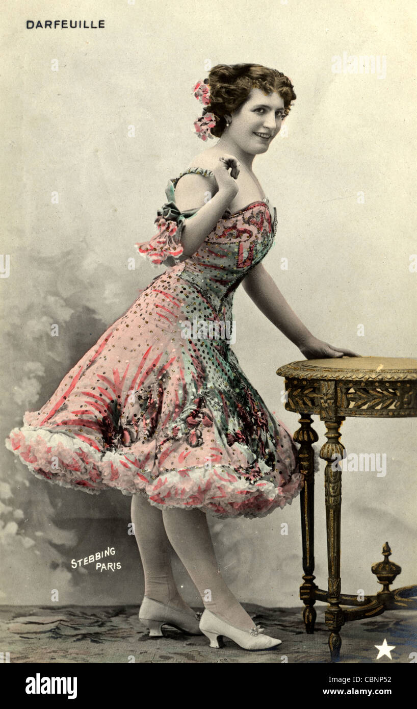 Performer Darfeuille in Lavish Embroidered Pink Dress Stock Photo