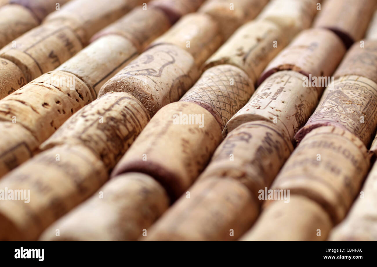 Background with many old corks of desk Stock Photo - Alamy