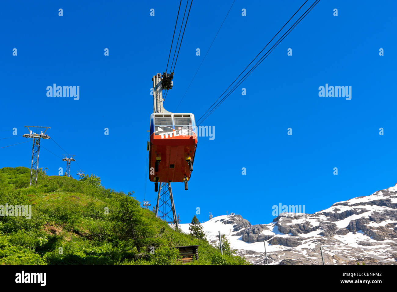 Gondola of the Mount Titlis Cable Car, Swiss Alps, Switzerland Stock