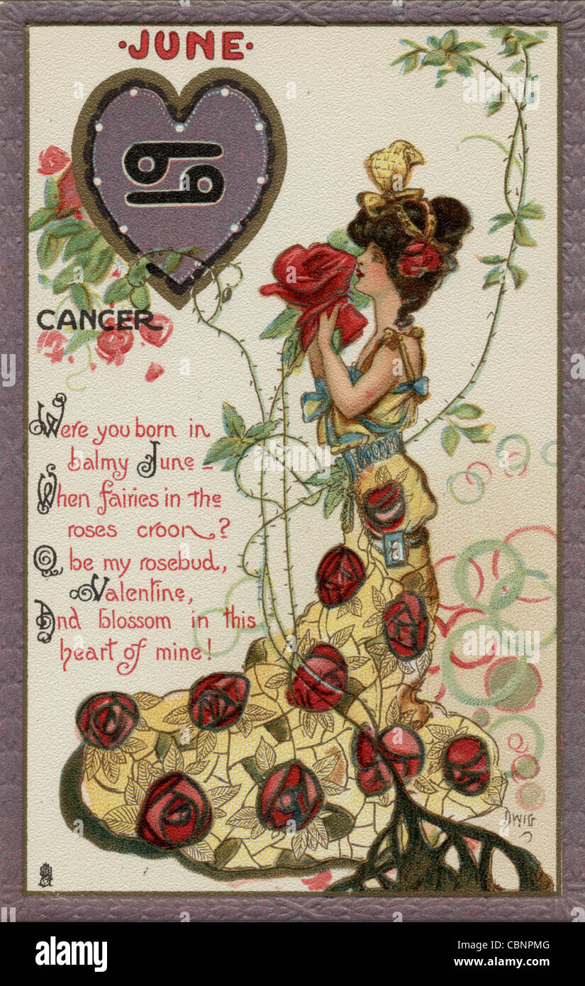 June Cancer Zodiac Birthday Greetings Stock Photo - Alamy
