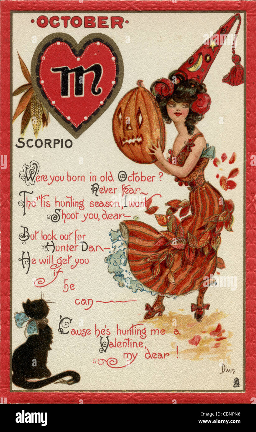 October Scorpio Zodiac Birthday Greetings Stock Photo