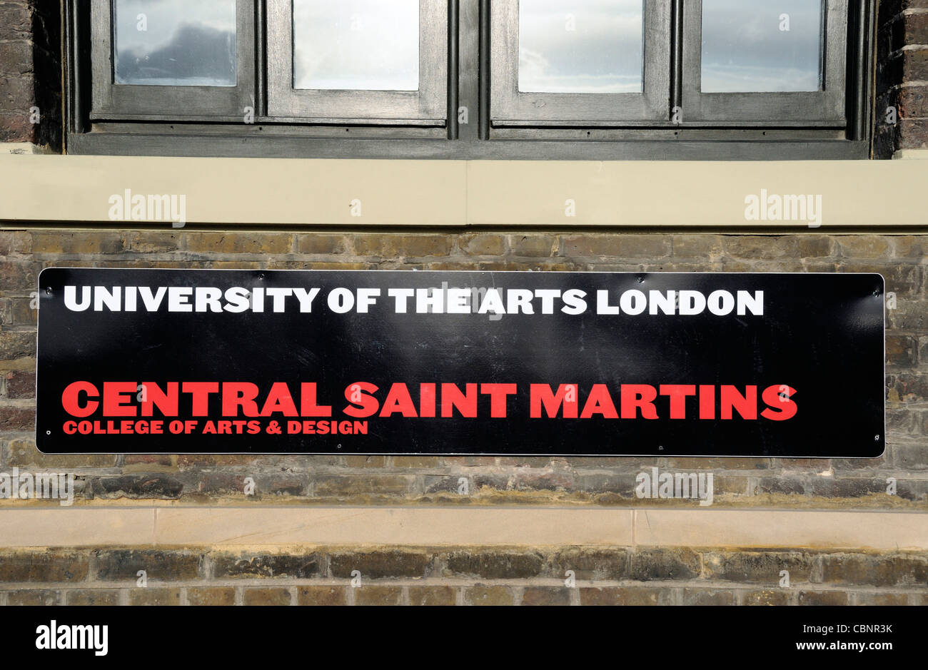 Central Saint Martins, College of Arts & Design University of the Arts London sign Kings Cross Central N1C London England UK Stock Photo