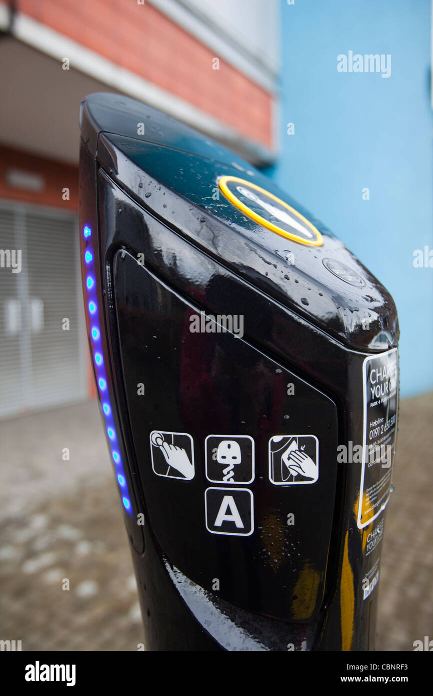 An electric car charging station at Newcastle University, UK. Stock Photo