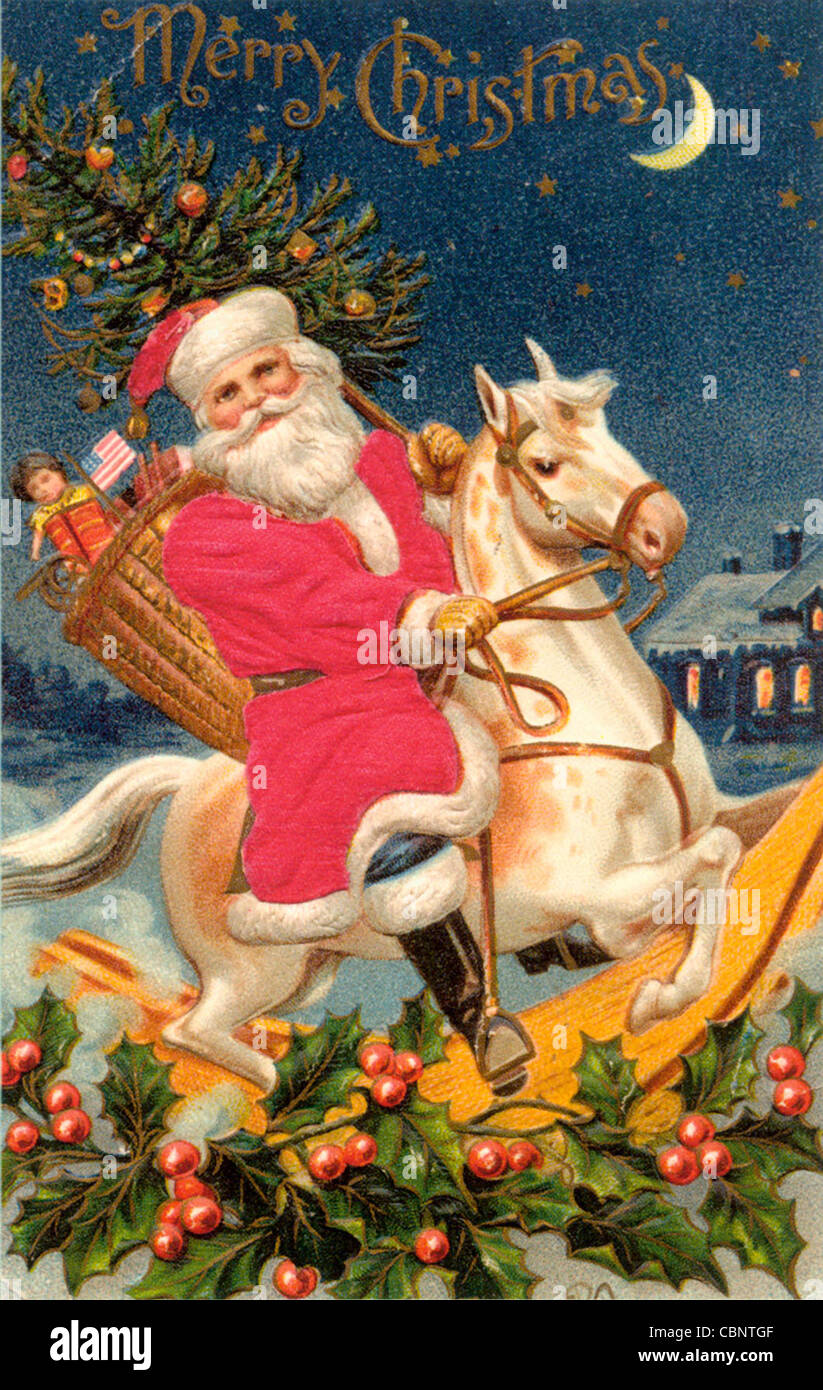 Santa on rocking horse hi-res stock photography and images - Alamy