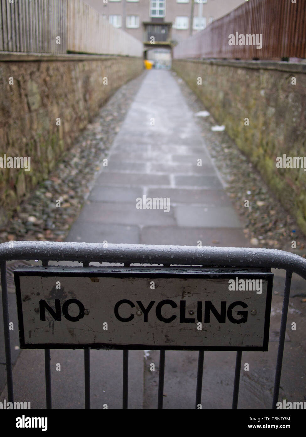 No Cycling Sign, Cupar, Fife Stock Photo