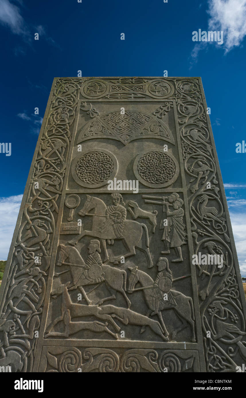 Pictish Stone Slab, Hilton of Cadboll, Ross & Cromerty, Scotland Stock Photo