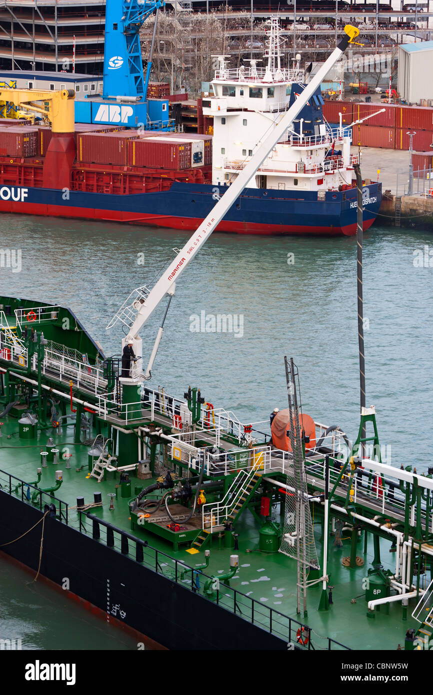 Fuel Container Barge Ship Southampton Docks Stock Photo Alamy