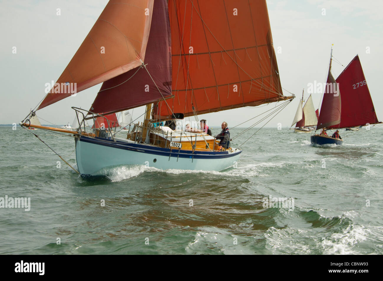 Gaff Rigged vessels racing at the 2011 Old Gaffers Festival, Yarmouth, Isle of Wight Stock Photo