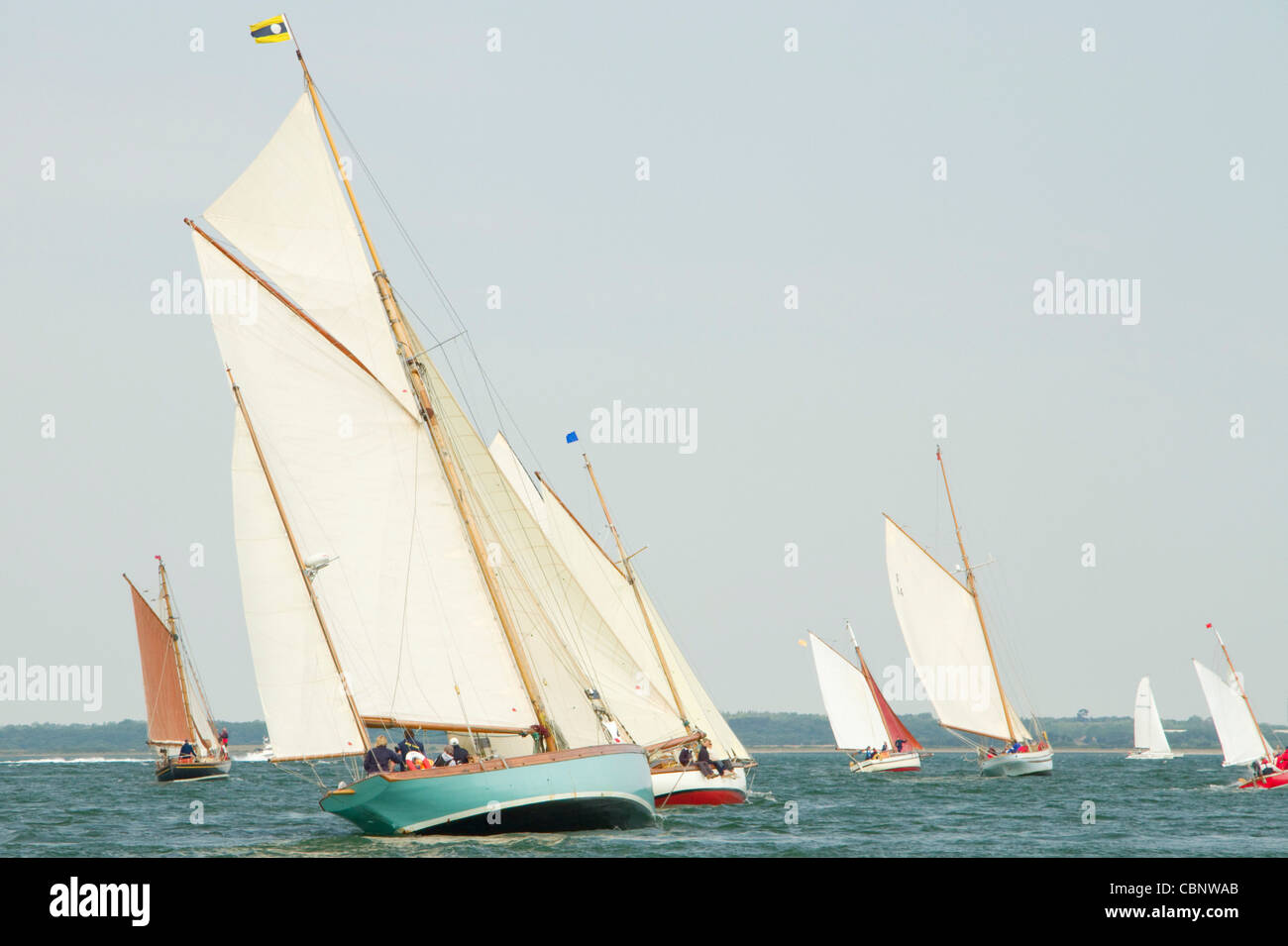 Gaff Rigged vessels racing at the 2011 Old Gaffers Festival, Yarmouth, Isle of Wight Stock Photo