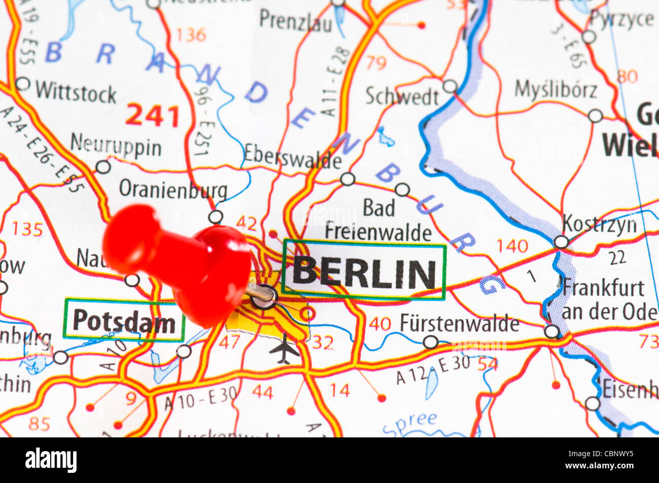 Berlin on a map Stock Photo - Alamy