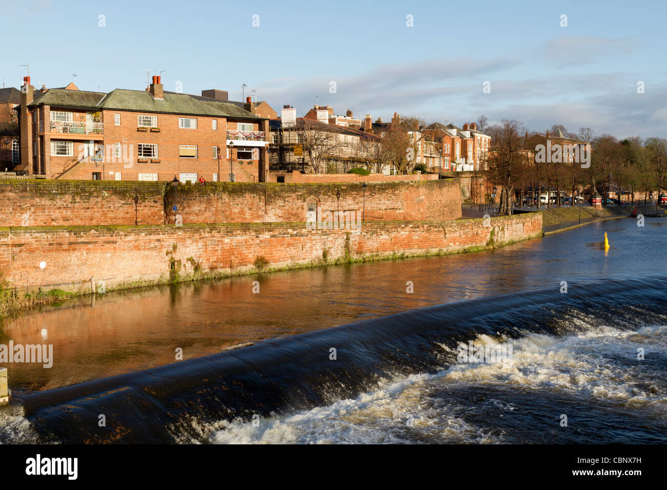 The old city walls along the river front in Chester Stock Photo
