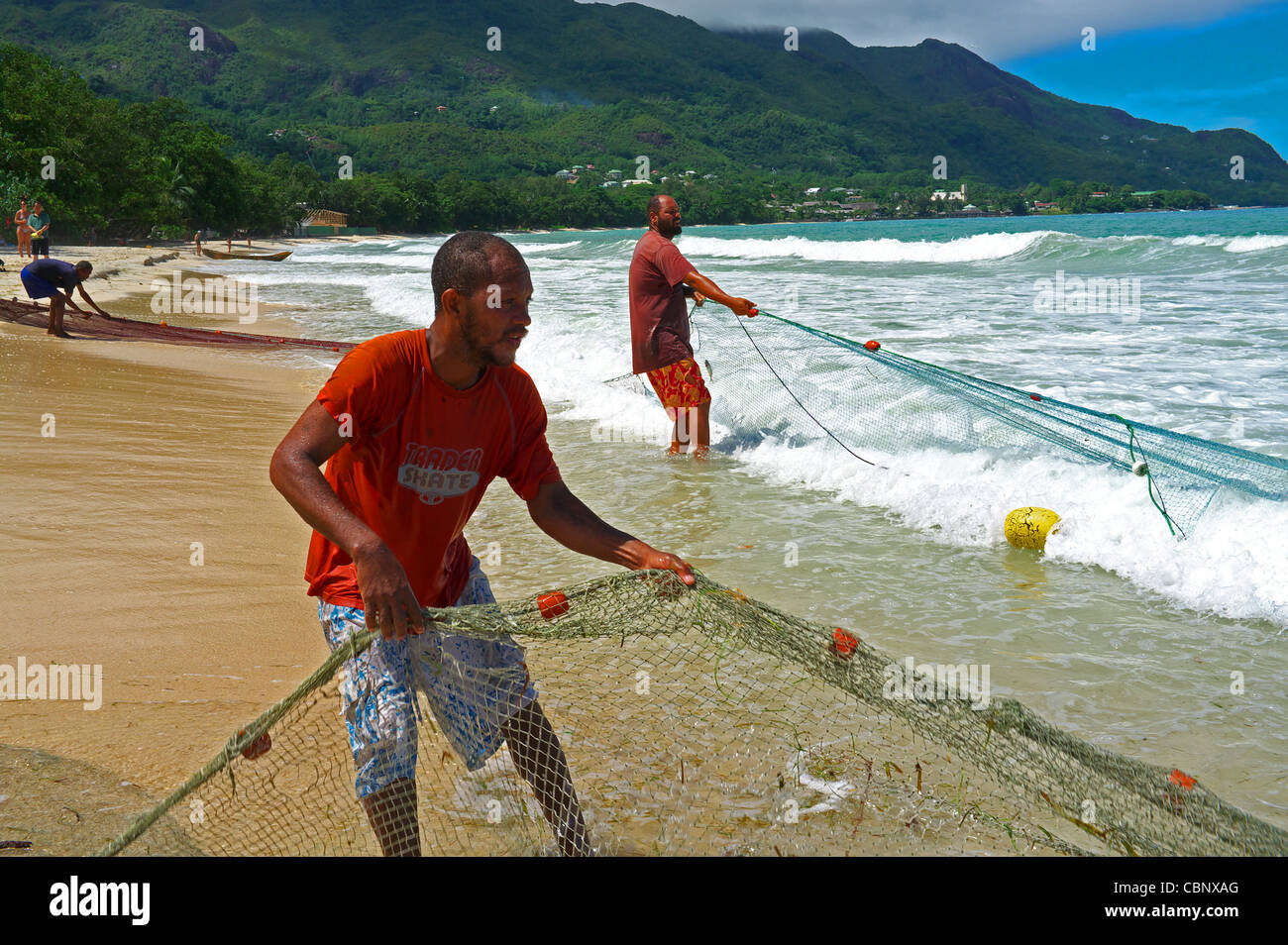 Local Boys Mending Fishing Nets, The Fish Market, Lake Hawassa