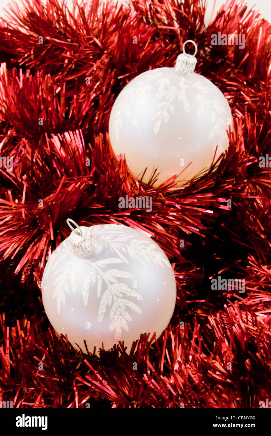 Isolated christmas tree with tinsel hires stock photography and images