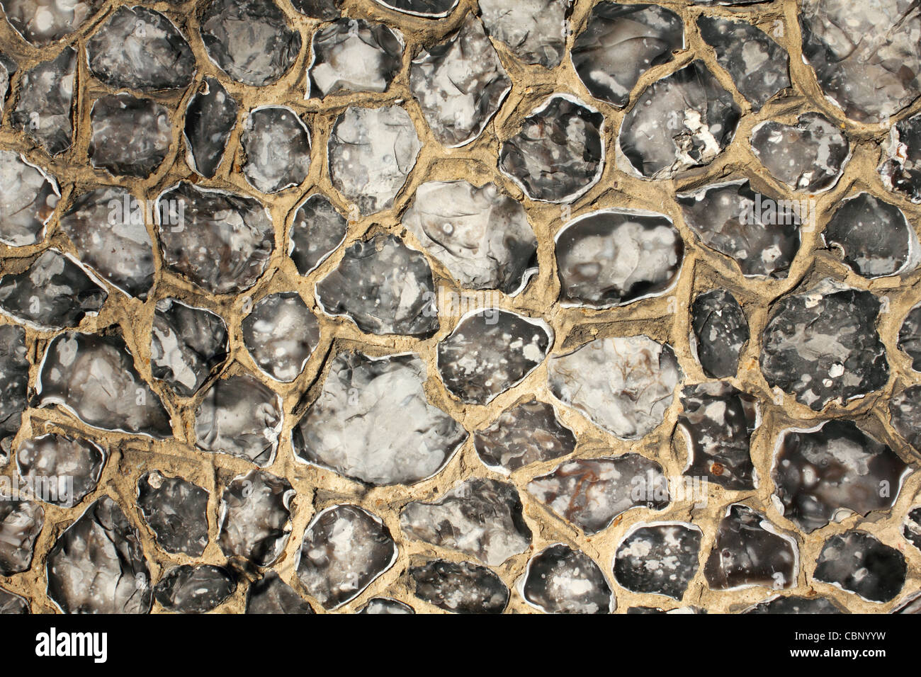 Flint wall of Saint Mary's Church, The Avenue, Worcester Park Surrey