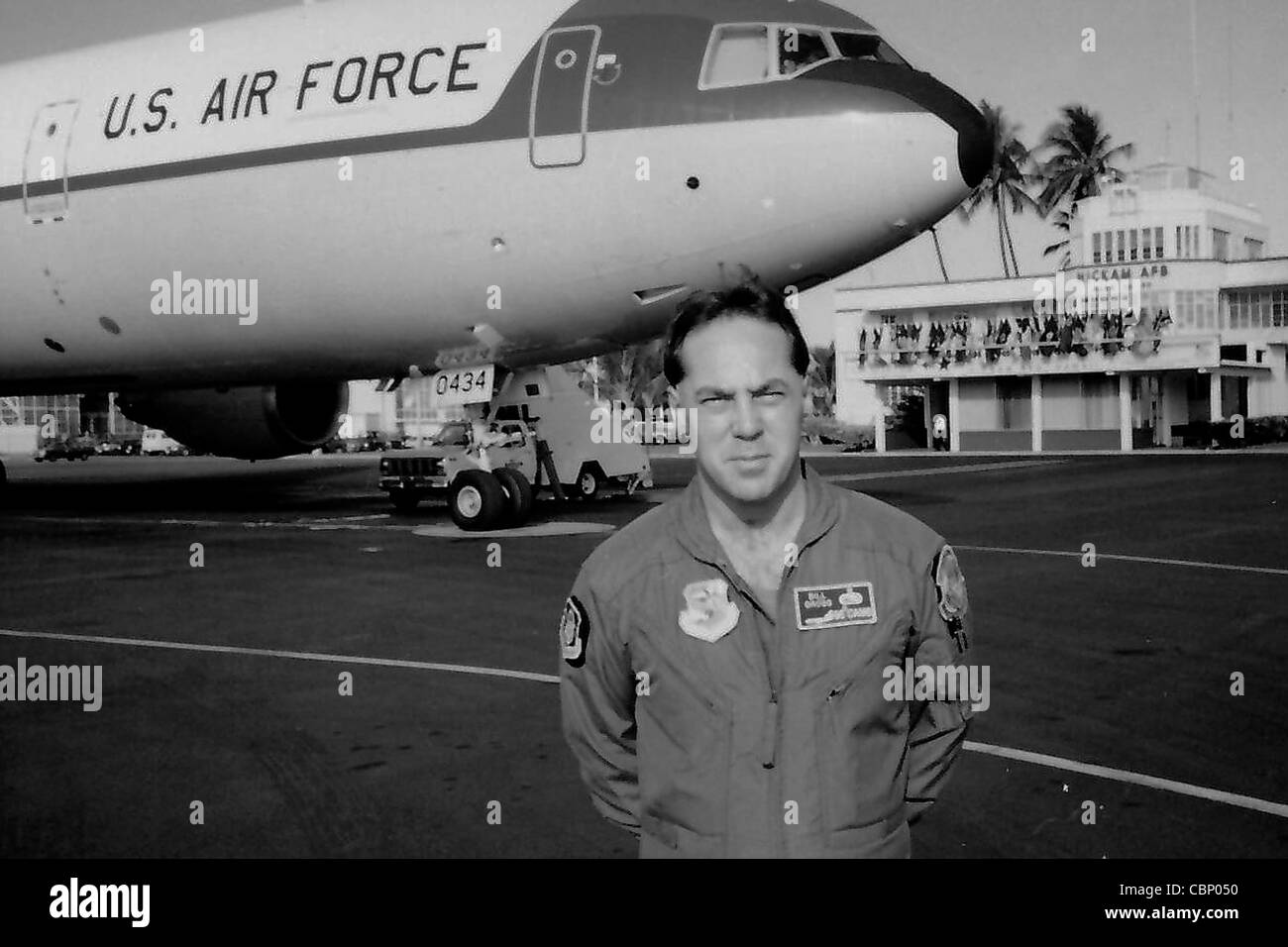 Then Technical Sgt. Bill Gross stands on the flightline Dec. 7, 199, at Hickam Air Force Base, Hawaii. Sergeant Gross was in Hawaii to help commemorate the 50-year anniversary of the bombing of Pearl Harbor. Sergeant Gross was a long-time crew chief assigned to the Air Force's first KC-10 and has been stationed with the aircraft for nearly his entire career. As the KC-10 celebrates its 30th year of Air Force service on March 17, 2011, Sergeant Gross can claim that he has been there every step of the way. Stock Photo