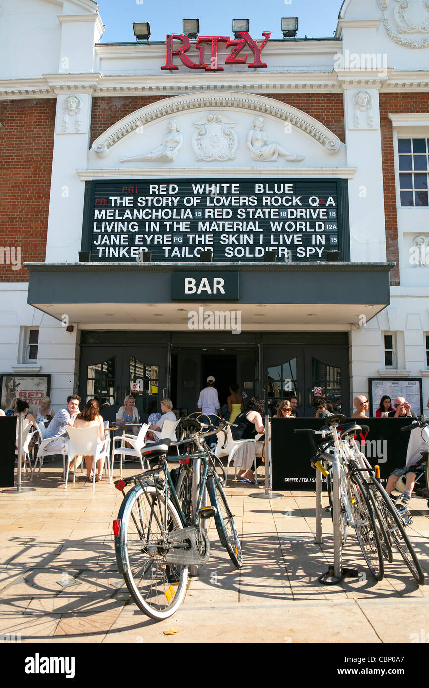 Bicycles outside the Ritzy cinema in Brixton, London Stock Photo