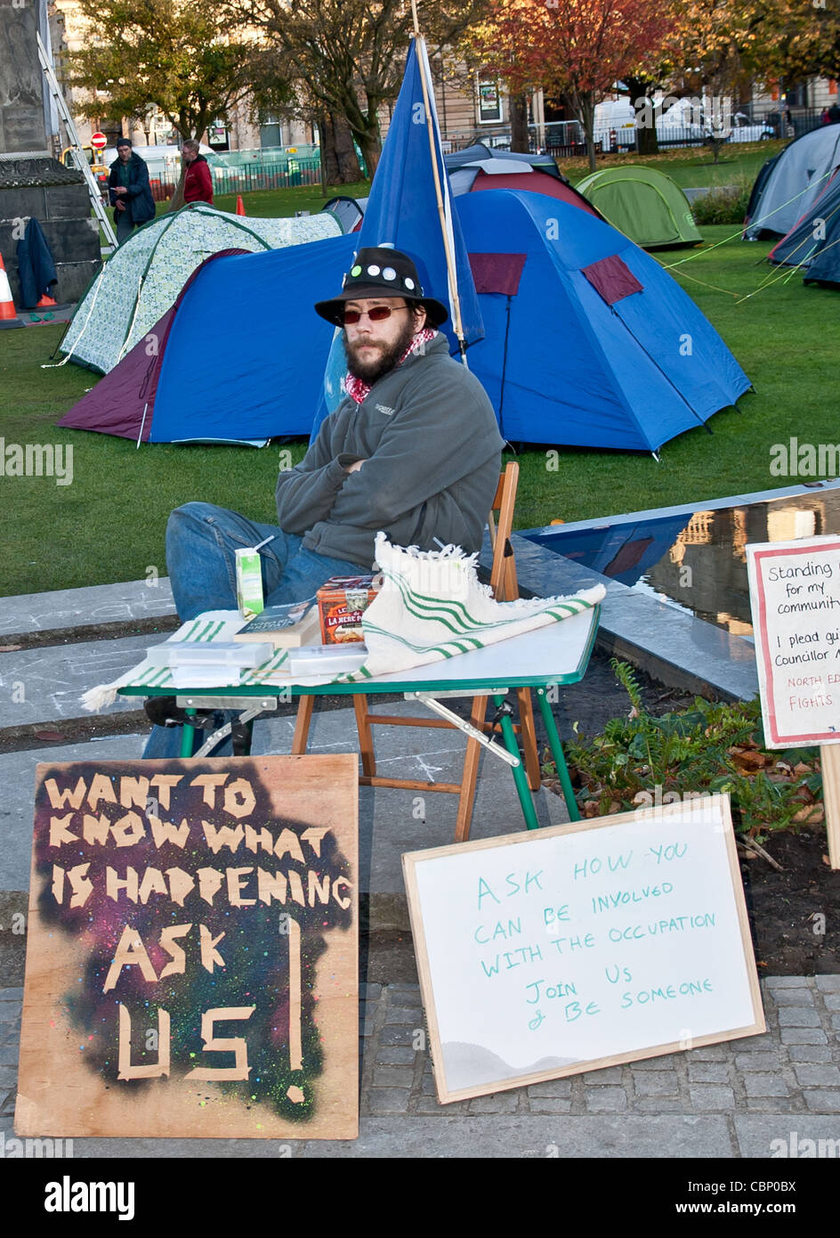Occupy Edinburgh Protest part of the worldwide anti capitalist movement, St Andrews Square Edinburgh Stock Photo