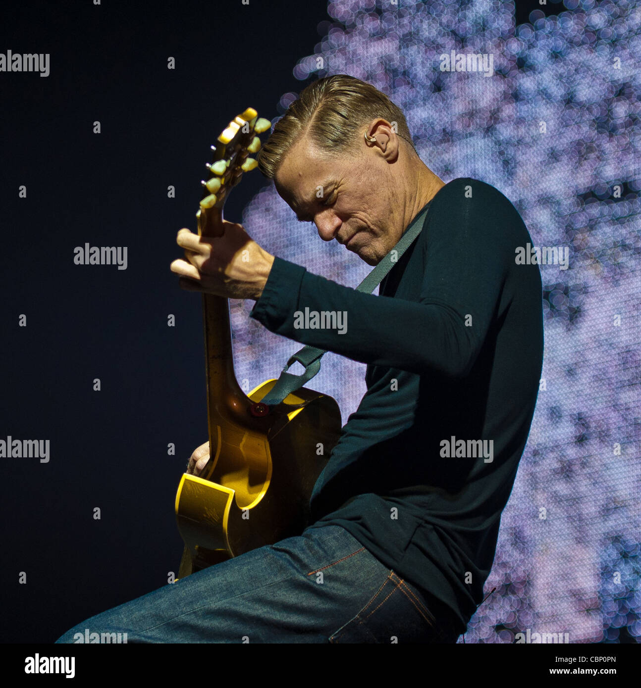 Bryan Adams performing at the Cardiff Motorpoint Arena during his