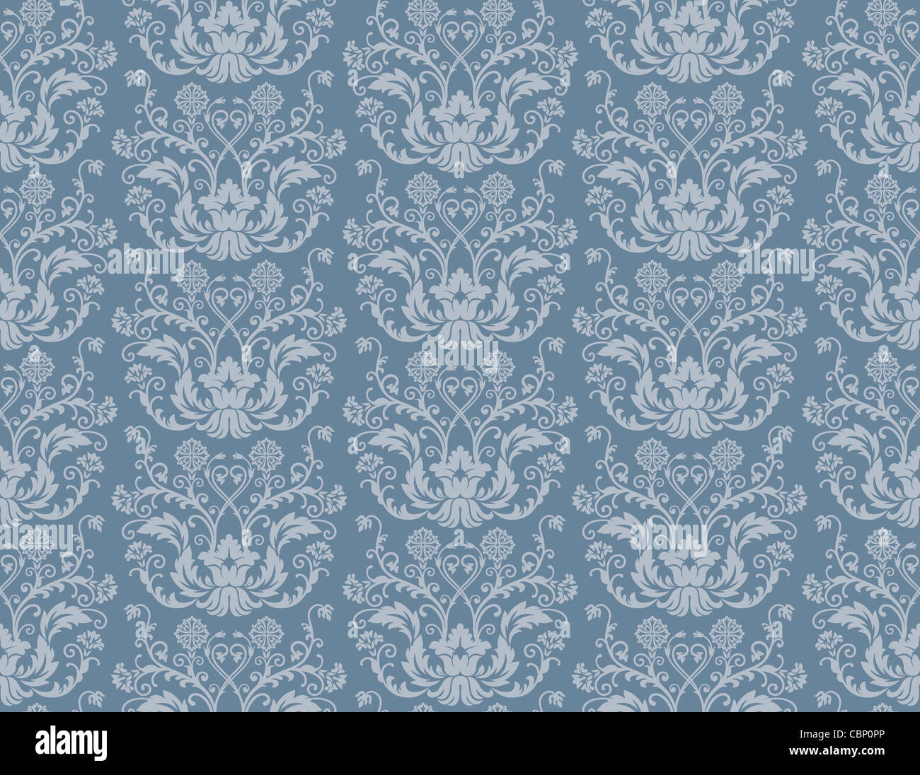 Royal Blue Damask Wallpaper