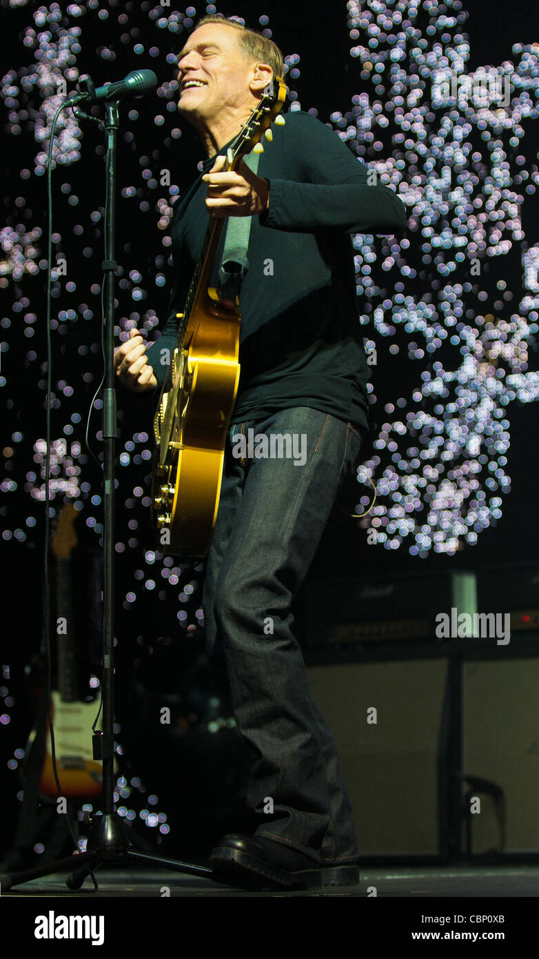 Bryan Adams performing at the Cardiff Motorpoint Arena during his