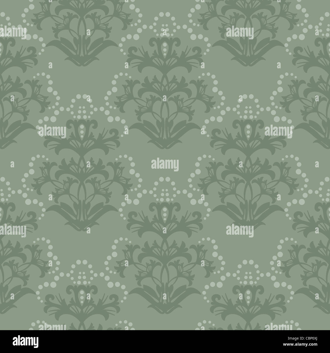 Seamless green floral wallpaper pattern Stock Photo - Alamy