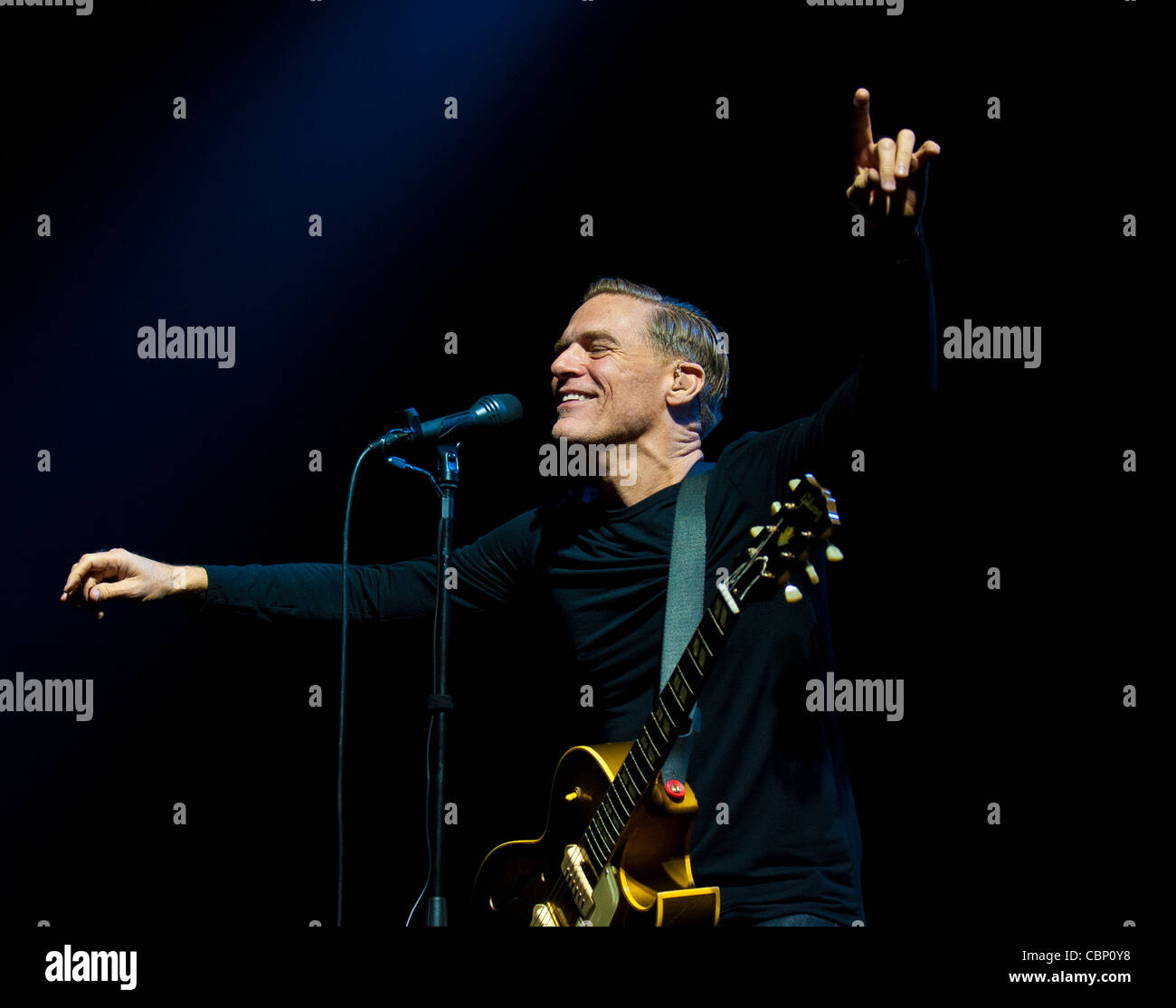 Bryan Adams performing at the Cardiff Motorpoint Arena during his
