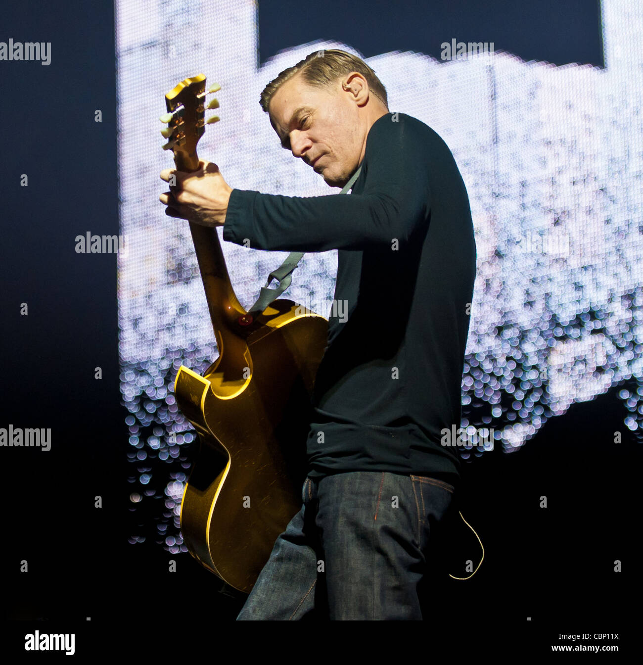 Bryan Adams performing at the Cardiff Motorpoint Arena during his