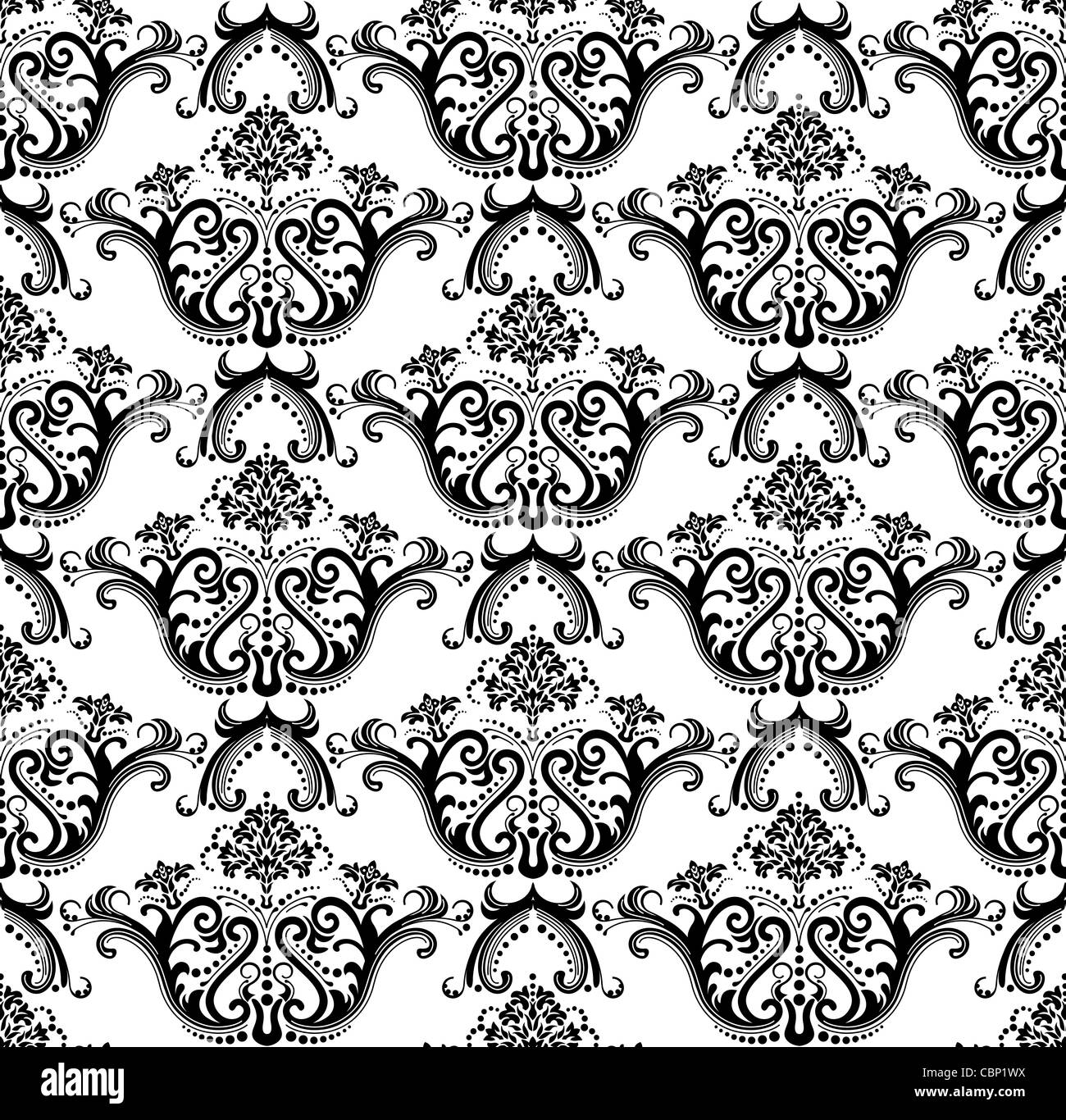 Seamless black and white floral wallpaper pattern Stock Photo Alamy