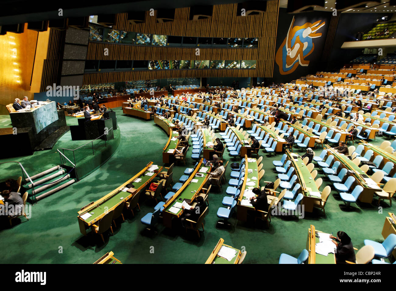 German Foreign Minister Guido Westerwelle makes a speech during the 2010 United Nations General Assembly at UN Headquarters in N Stock Photo