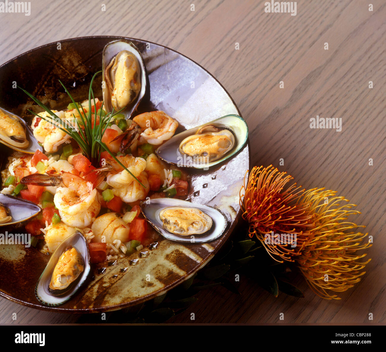 Shrimp and mussels, Hawaii Stock Photo