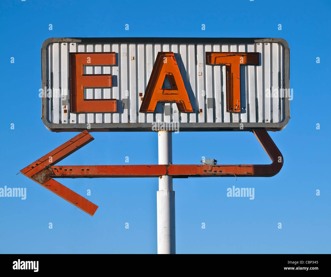 Museum Sign Eat Vintage neon eat sign ruin in early morning light Stock Photo - Alamy