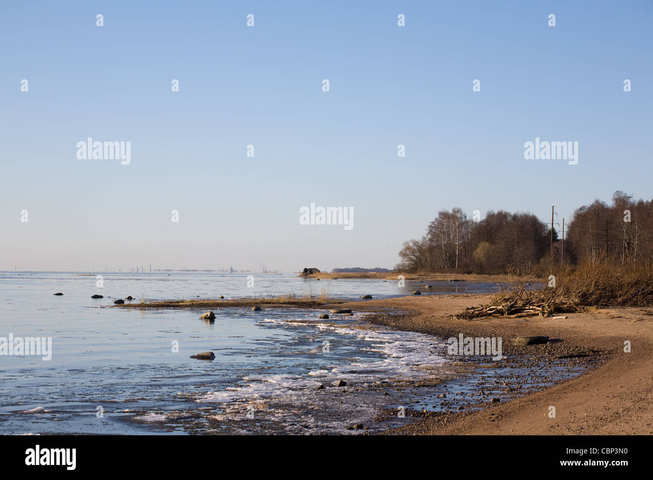 Gulf of Finland in Lahta, St. Petersburg, Russia. Stock Photo