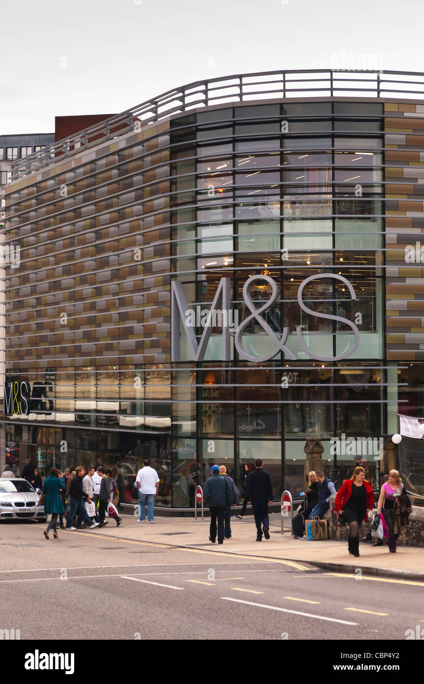 The M & S Marks and Spencer shop store in Norwich , Norfolk , England , Britain , Uk Stock Photo