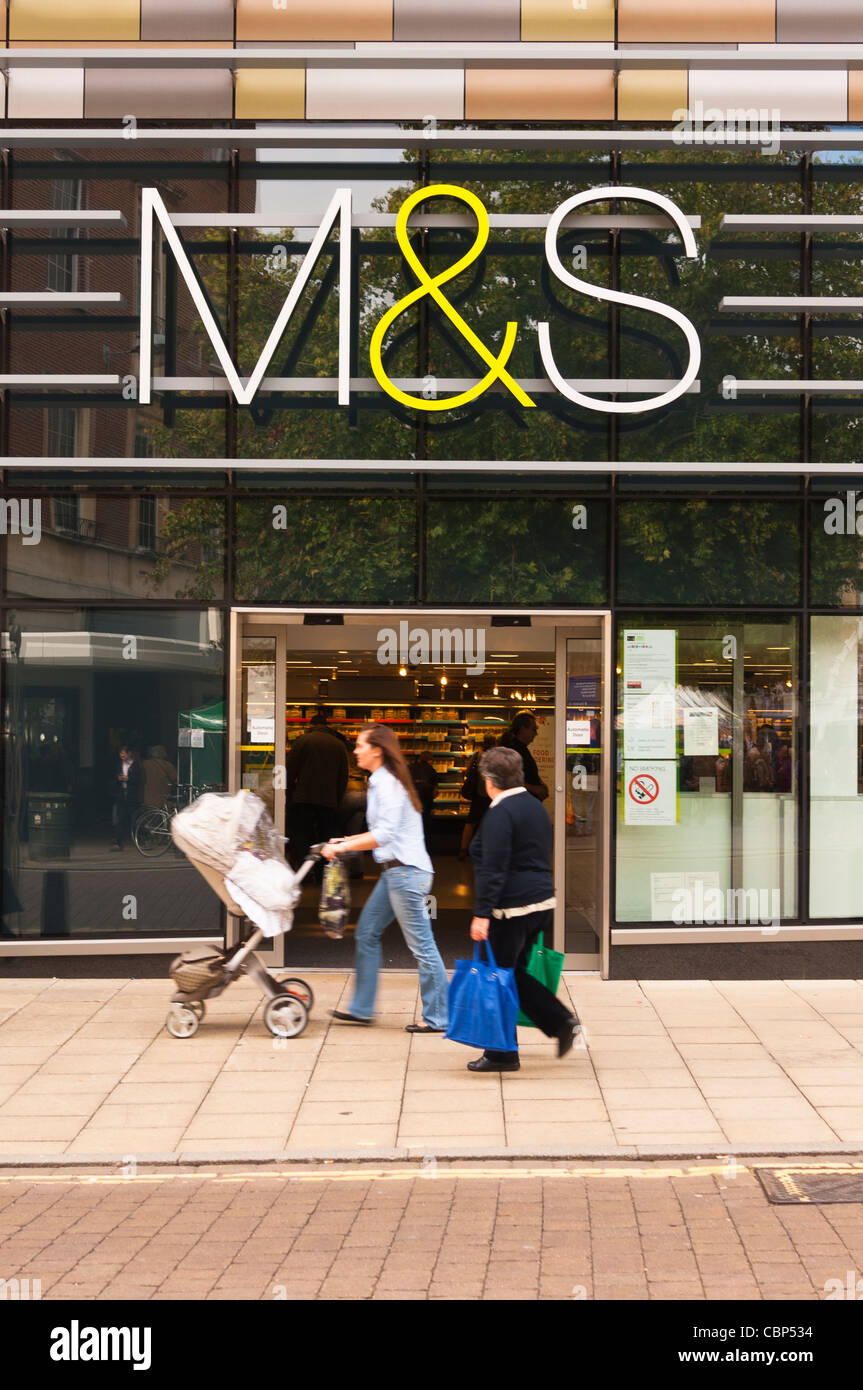 The M & S Marks and Spencer shop store in Norwich , Norfolk , England , Britain , Uk Stock Photo