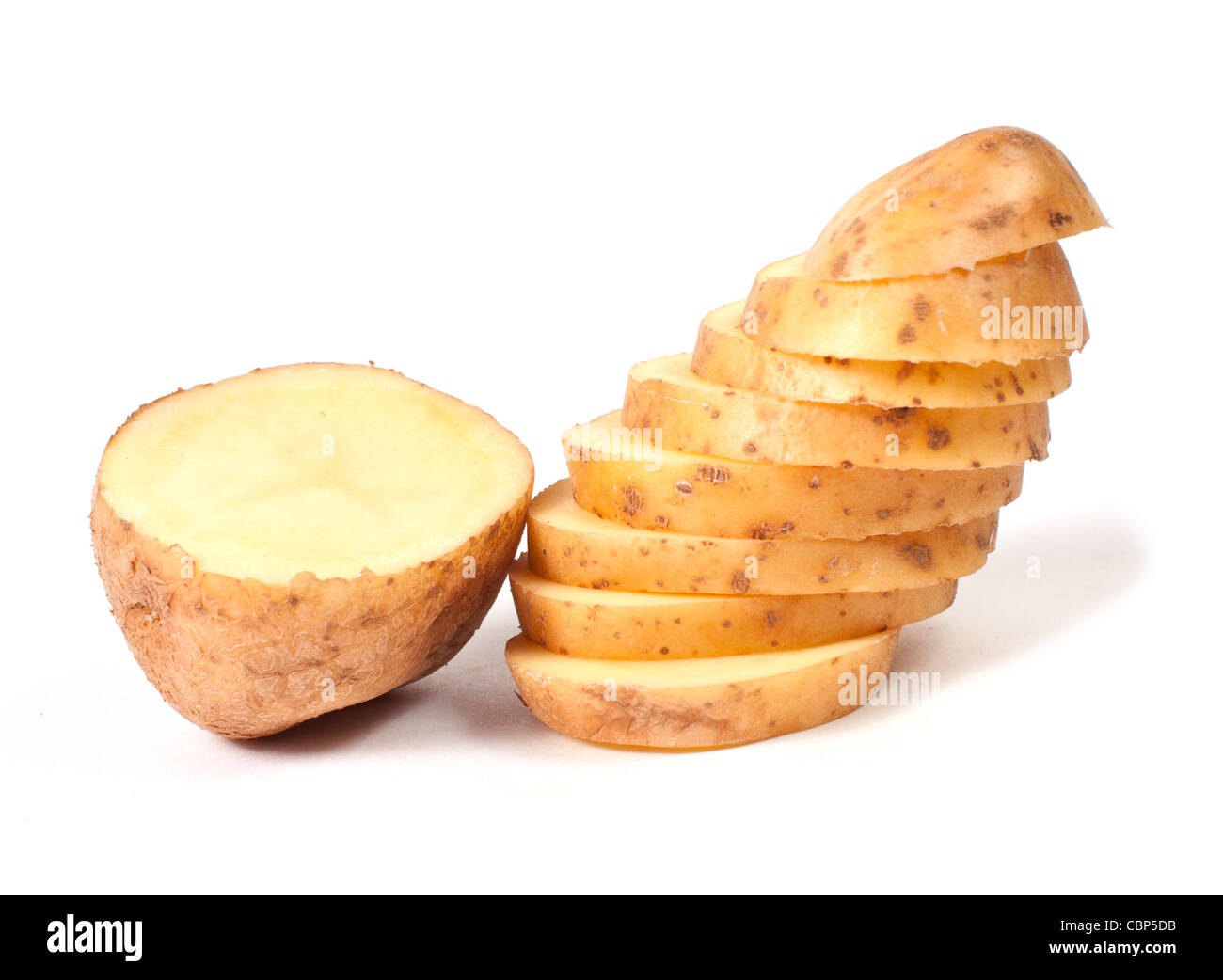 Sliced yellow potatoes isolated on white background Stock Photo Alamy