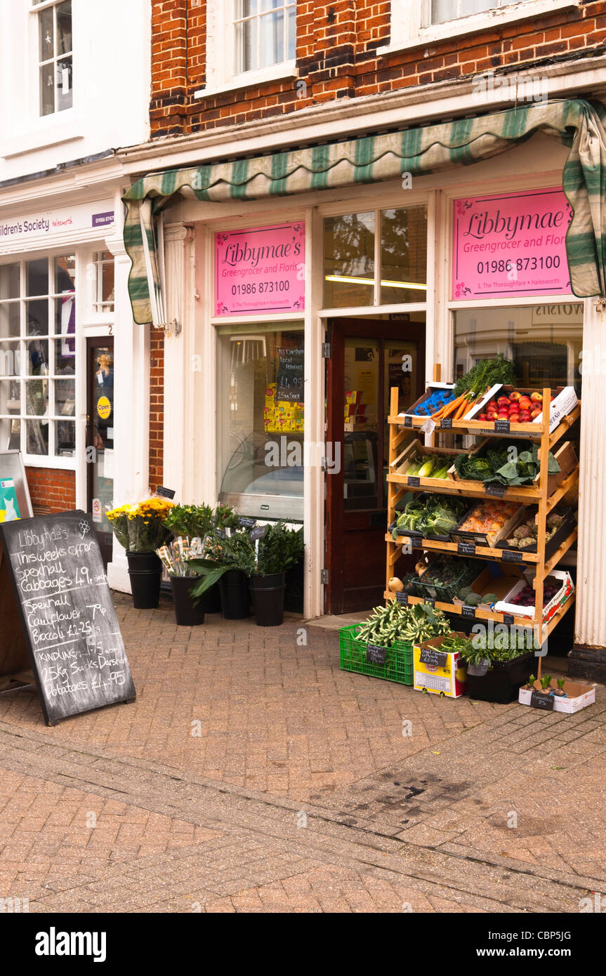 The Libbymae's greengrocer and florist shop store in Halesworth , Suffolk , England , Britain , Uk Stock Photo
