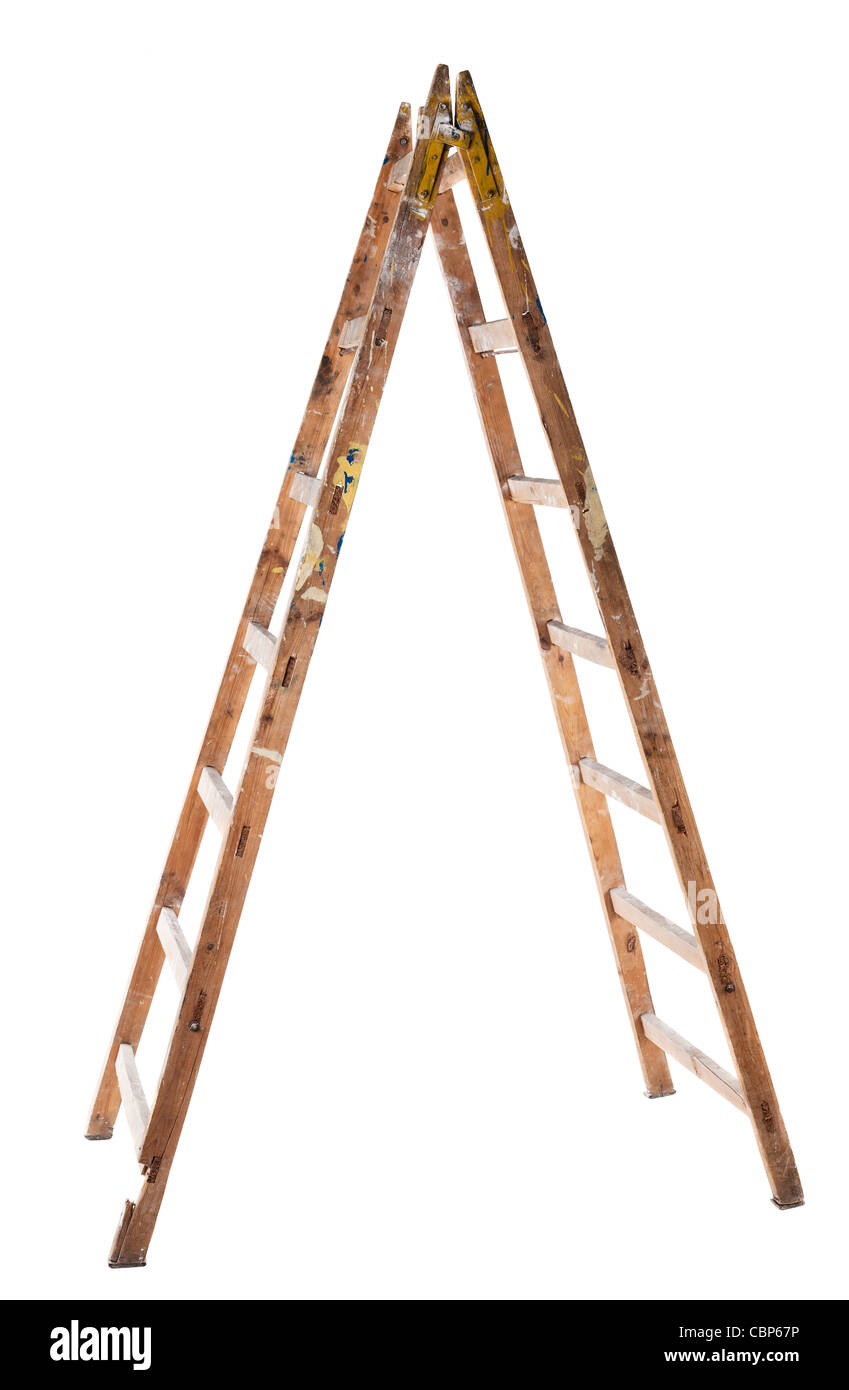 An Old Wooden Ladder isolated on white Stock Photo Alamy